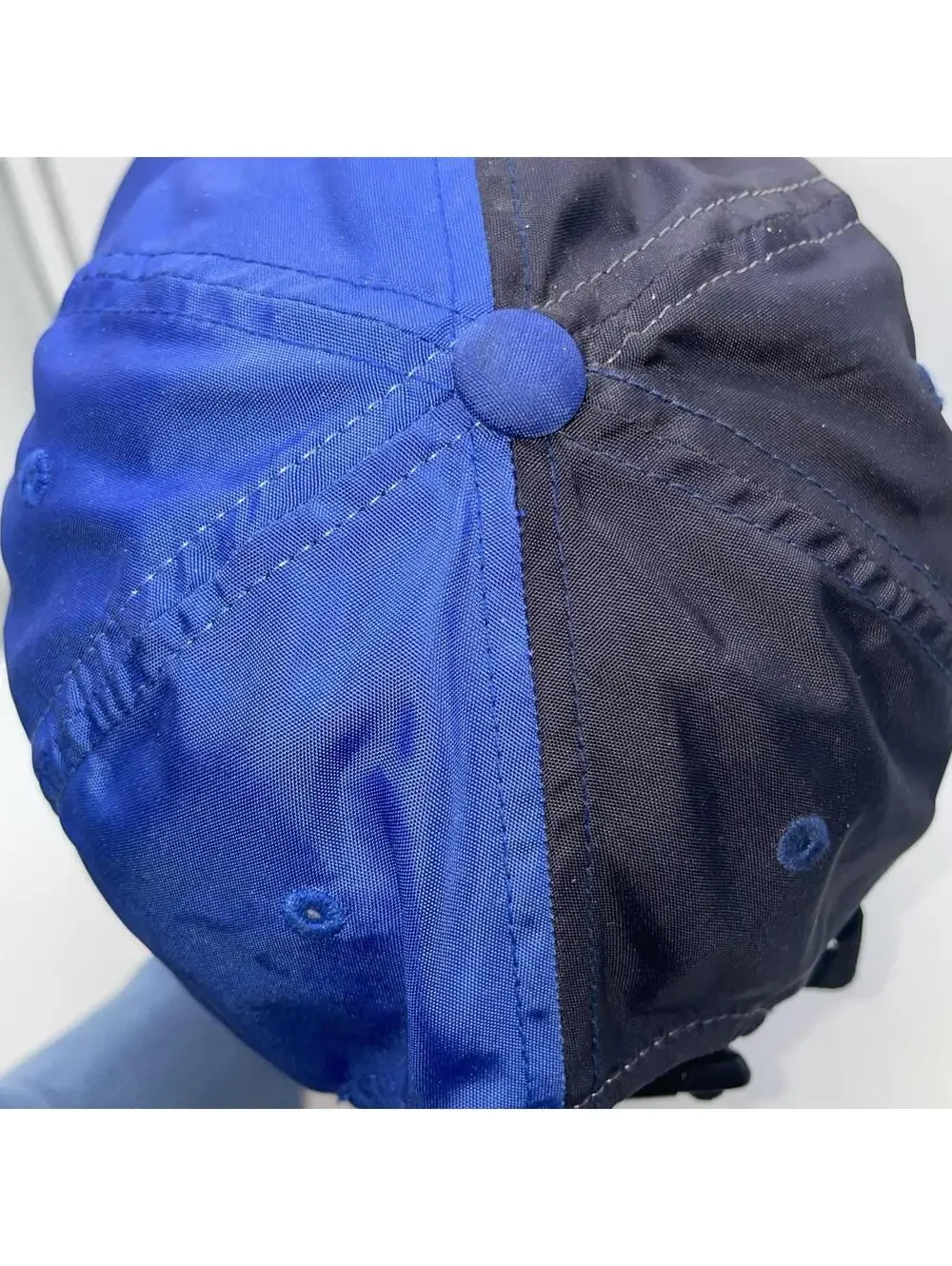STUSSY Designs Two-Tone Black/Blue Hat Polyester Cap Black Buckle RARE!